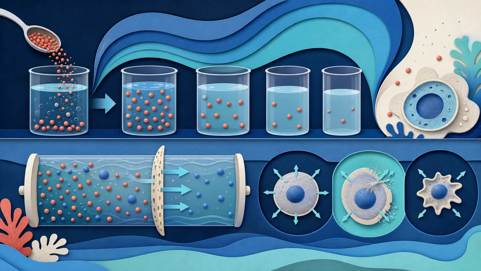 Illustration of solutions, dilution, osmosis, and dialysis