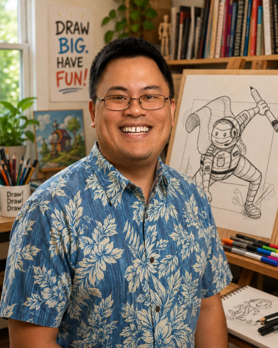 Portrait of Brad Ashburn in an art studio