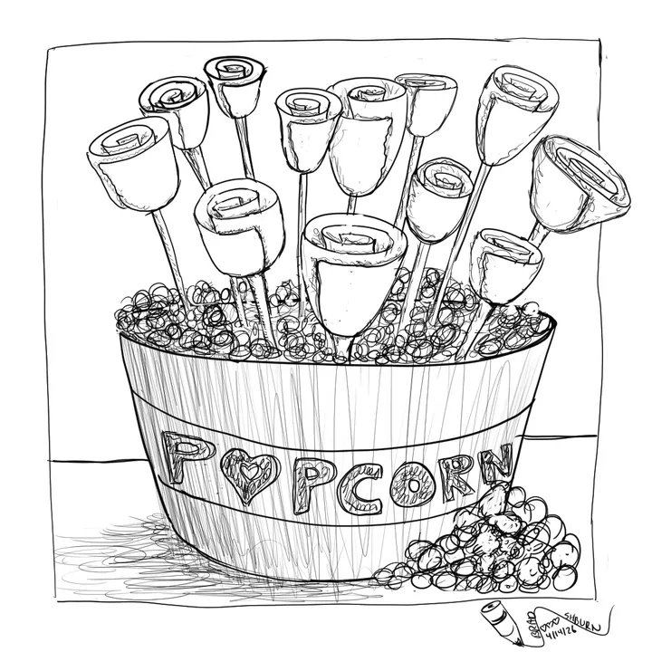 12 Roses in a Movie Popcorn
