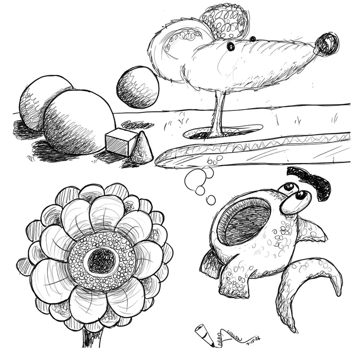 Mouse, Fish, and Flower